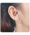 Cute Crystal Hang Design Silver Huggies Earring HO-2527